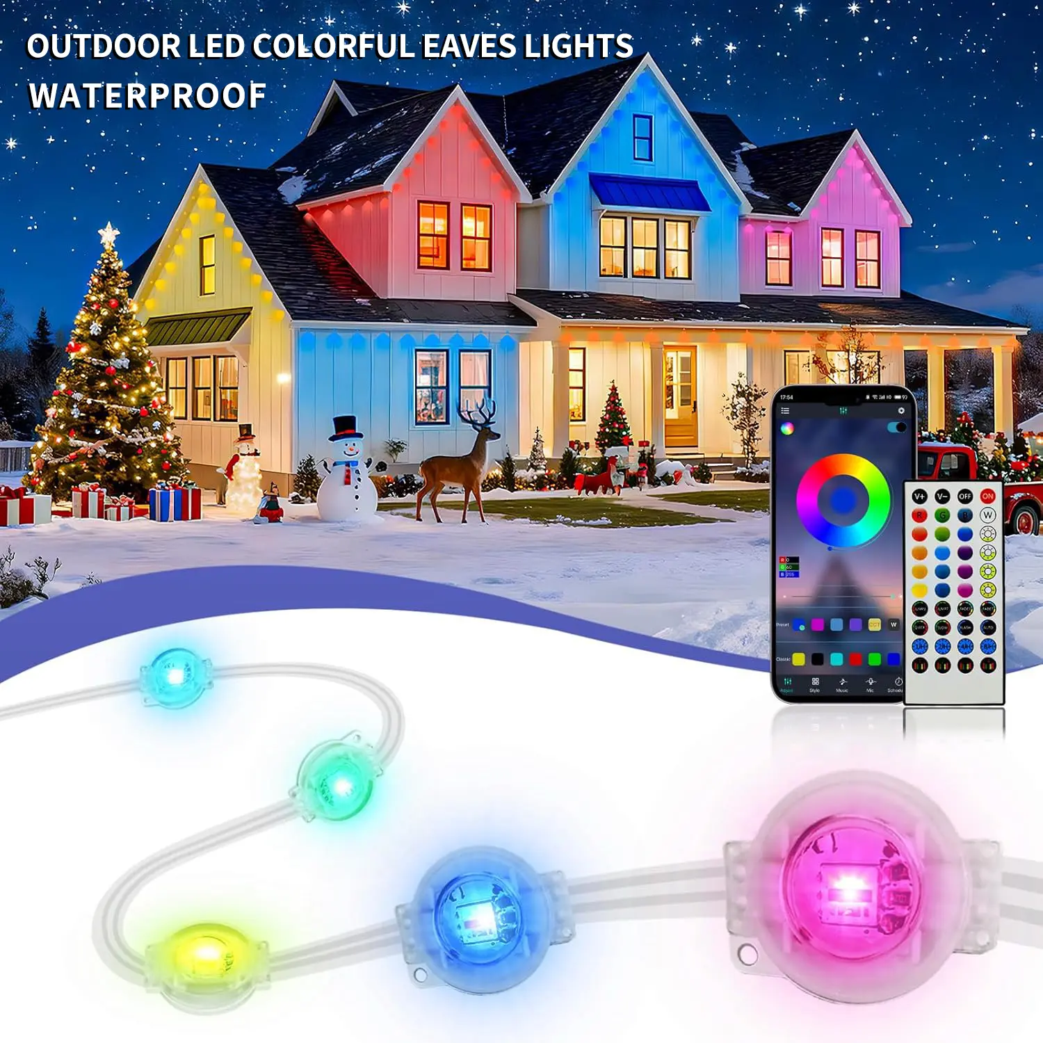 Artblepro Permanent RGB LED Outdoor Lights for House - App & Remote Control, Scene Mode, IP67 Waterproof, Christmas Holiday Decorations, Gifts