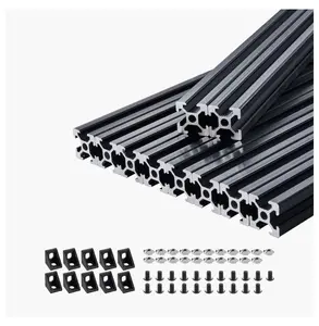 2020 Aluminum Extrusion Profile - 10PCS 39.4in T Slot Rail, Anodized Linear Rail for 3D Printer CNC DIY, Black Default