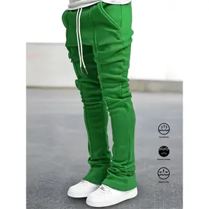 Bestselling Spring Autumn Winter New Slim Fit Long Pants Anti-Wrinkle Slightly Elastic Men's Casual Pants Front Middle Stripe Flared Pants Men's Jogger Sports Pants Trendy Pants Rock Hip-Hop Pants