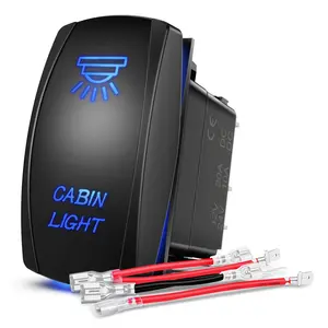Nilight Cabin Light Rocker Switch Led Bar 5 Pin Laser On Off SPST Switches 20A/12V 10A/24V Blue with Jumper Wires Set for Cars Trucks Boats ATVs UTVs RVs