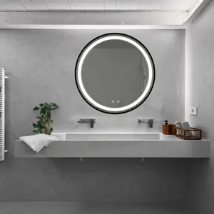 YYDS 24inch Bathroom Led Classy Vanity Mirror with focused backplane,Black aluminum alloy frame,High Lumen,Dimmable Touch,Wall Switch Control, Anti-Fog ,CRI 95 Adjustable 3000K-4500K-6000K ,IP54 Waterproof