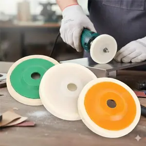 4-Inch Wool Polishing Wheel for Angle Grinder Ultra Fine White Orange Coarse Green Felt Buffs Metal Wood Plastic to High Gloss Durable Easy Install DIY Pro Upgrade Multi-Functional Polishing Pad
