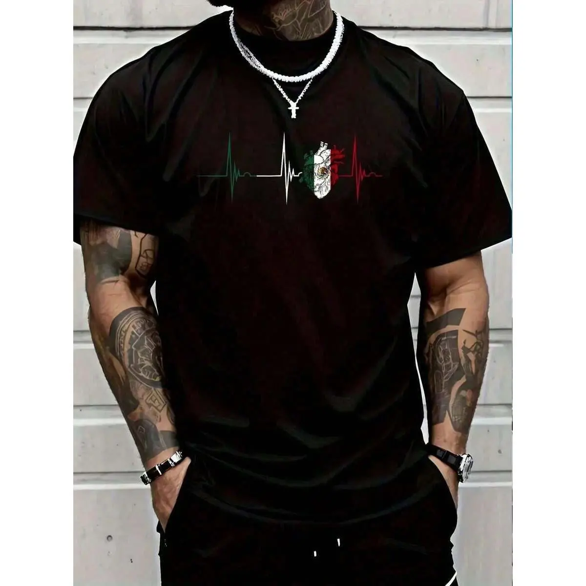 Cotton Graphic Tees100% Cotton Mexico Heart Mexico Flag Heartbeat EKG Pulse Mexican Pride T-Shirt Women's Men Graphic Teesummer Tops