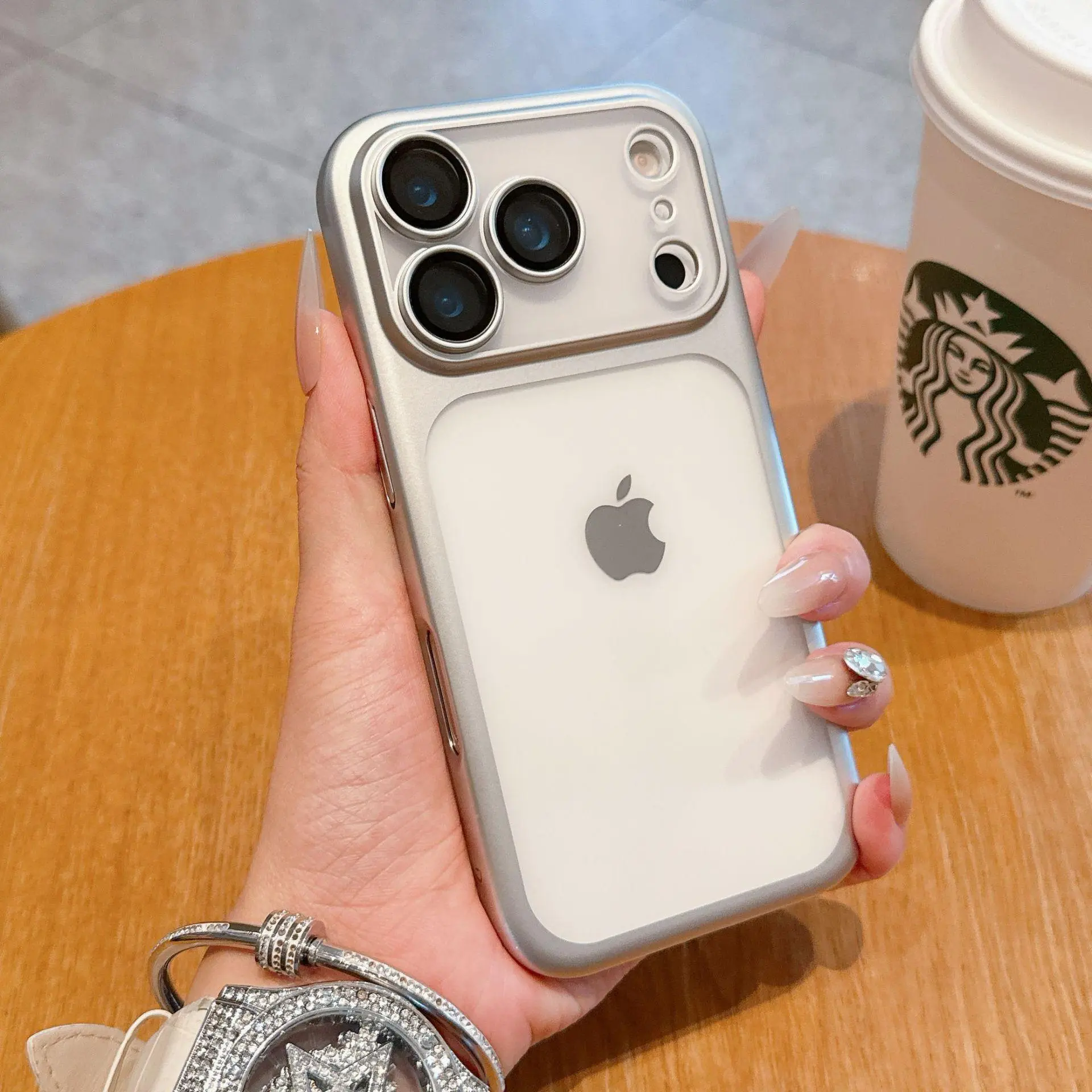 Instant iPhone 17 Upgrade for iPhone 12–17 Series (Plus & Air) – Semi-Transparent Luxury Hard Case with Logo & Lens Shield