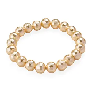 Shop LC Faceted Golden Shell Pearl Stretch Bracelet