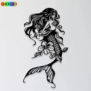 1pc Mermaid Metal Wall Art,Mermaid Statue Mural, Ideal Gift for New Year, Easter, Mermaid Enthusiasts, Rust-Resistant Metal Wall Decor Wall Sculptures, Perfect for Bedroom Wall & Garden Fence, Ocean Theme Enthusiasts