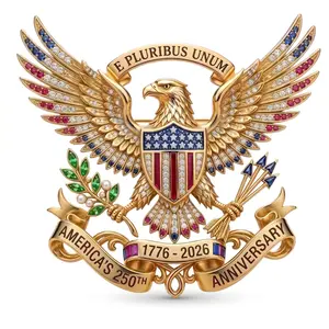 US 250th Anniversary Patriotic Eagle Rhinestone Lapel Pin, Metal Independence Day Commemorative Souvenir Jewelry Gift #summeressentials