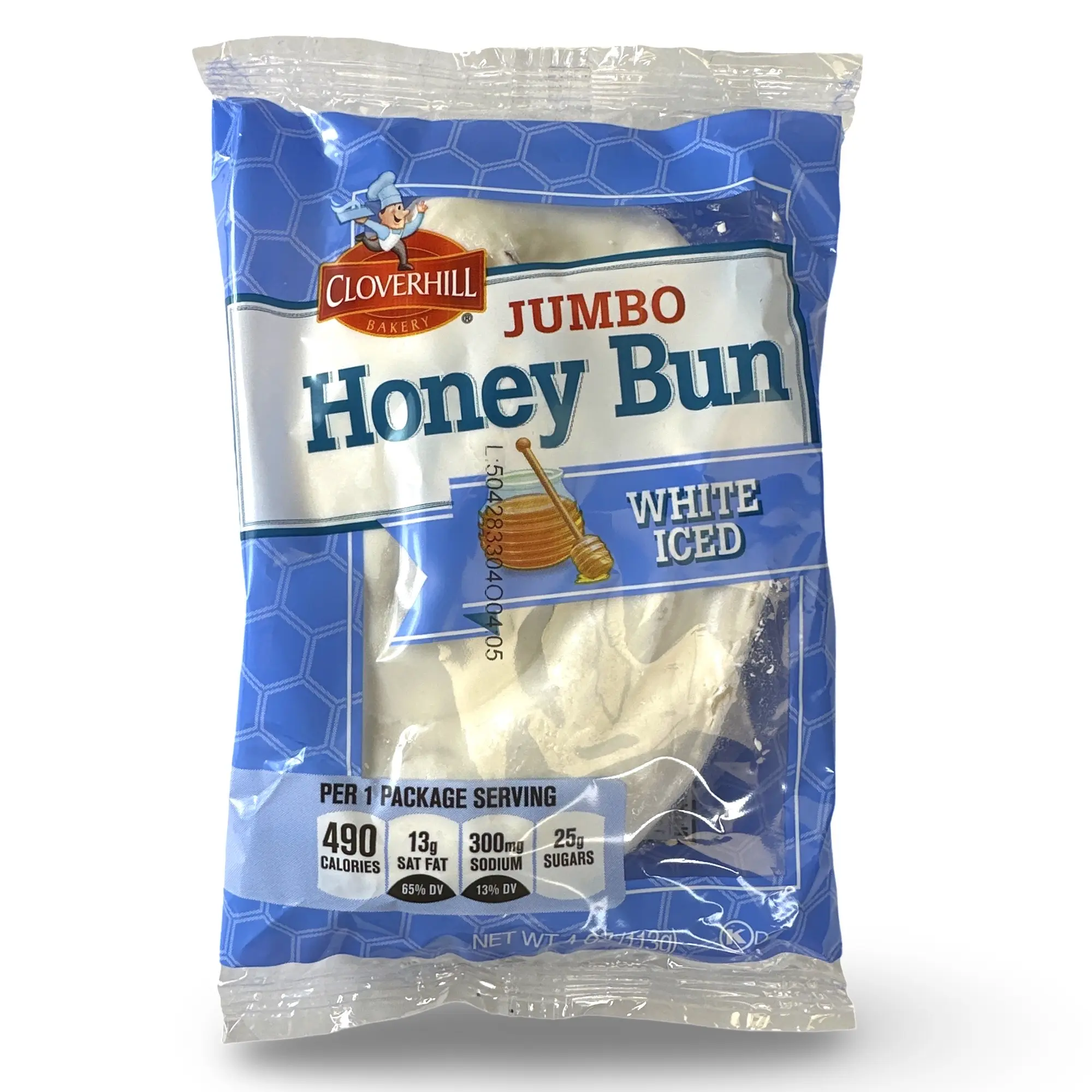 Cloverhill Jumbo Honeybuns, White Iced, Individually Packaged, Pack of 6