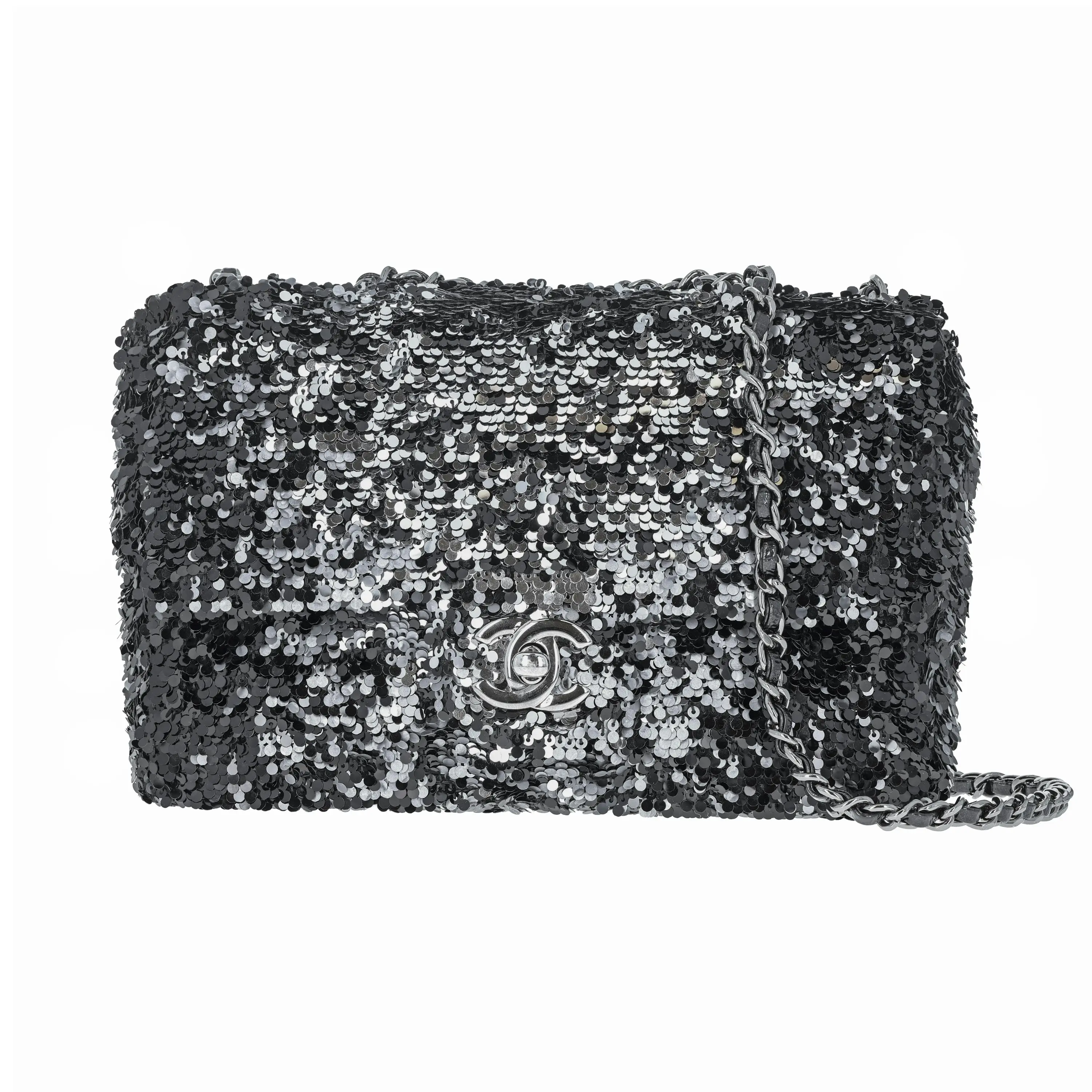 Pre-owned CHANEL Sequin Crossbody Bags Sequins Classic Single Flap Mini Black