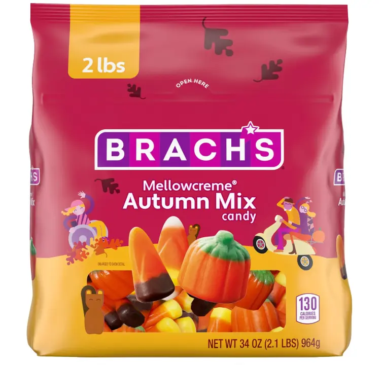 Brach's Mellowcreme Autumn Mix, Halloween Candy, Fall Treats, 2 lb Bag Autumn mellowcreme mix, candy corn, Halloween, harvest, pumpkins, fall treat, party bowls, sharing