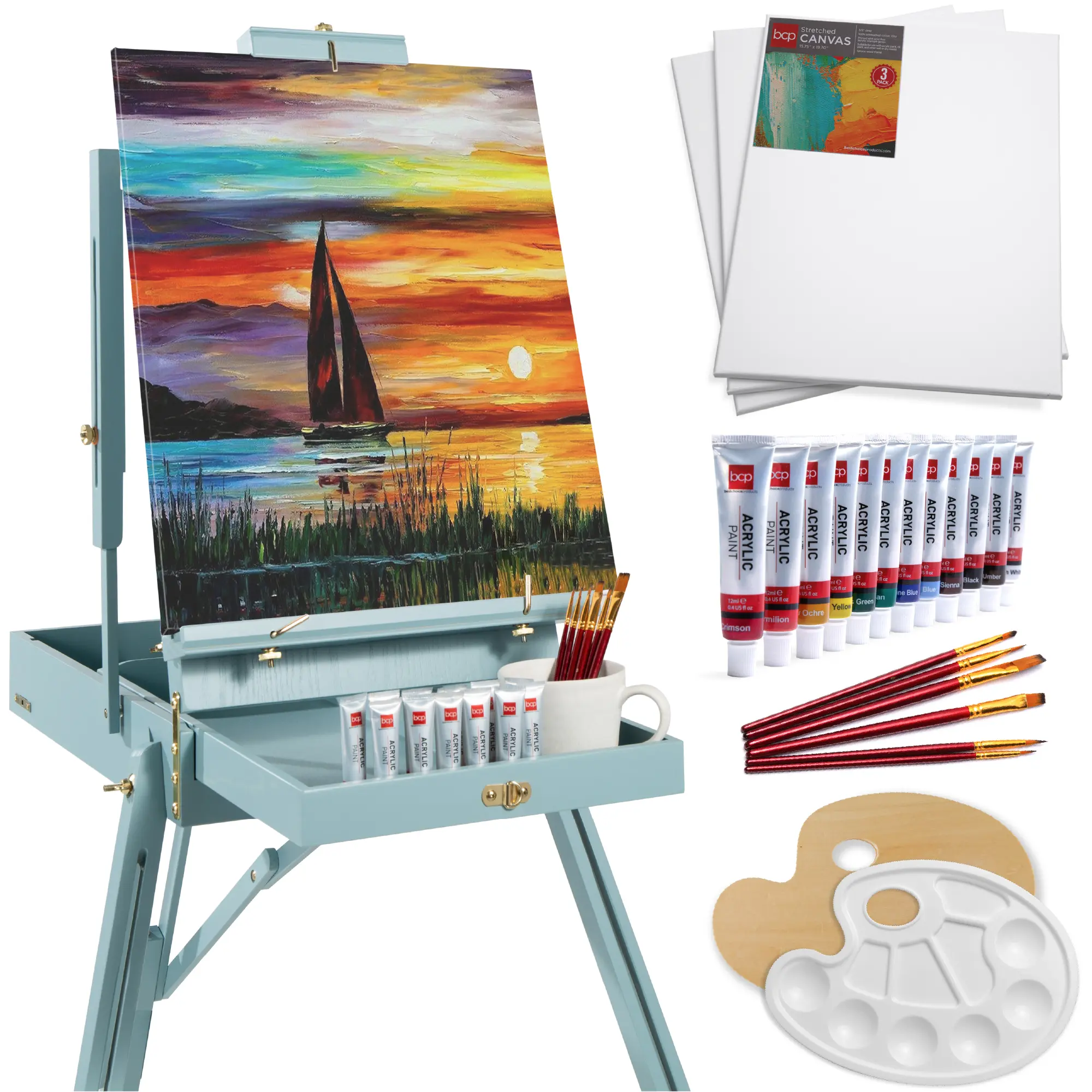Best Choice Products French Easel, 32pc Beginners Kit Portable Wooden Adjustable Tripod w/ Paint Supplies Best Choice Products French Easel, 32pc Beginners Kit Portable Wooden Adjustable Tripod w/ Paint Supplies