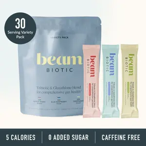 Beam Biotic Variety Pack — 30 Stick Servings for Gut Health, Digestion & Bloating Support with Prebiotics, Probiotics & Postbiotics (Blue Raspberry, Mixed Berry & Citrus Lemonade)