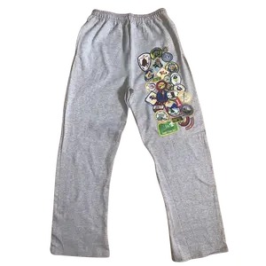 Grey Boyscout Patchwork Sweatpants straight-leg pant baggy sweats
