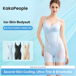 (KakaPeople Ice Skin Bodysuit) Tummy Control Butt Liftter Faja Shapewear Ultra Thin Breathable Cooling Shapewear Bra Free Tummy Control Butt Lifter Seamless Body Shaper For Summer