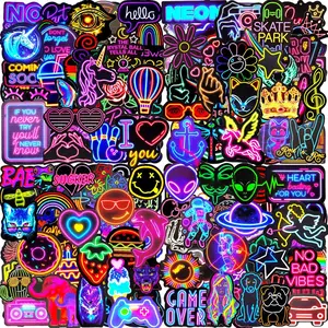 200 Pcs Cool Neon Water Bottle Stickers, Waterproof Vinyl Sticker Packs for Kids Classroom Reward, Suitable for Water Bottles Laptop Skateboard Scrapbooking Journaling Notebook Luggage etc