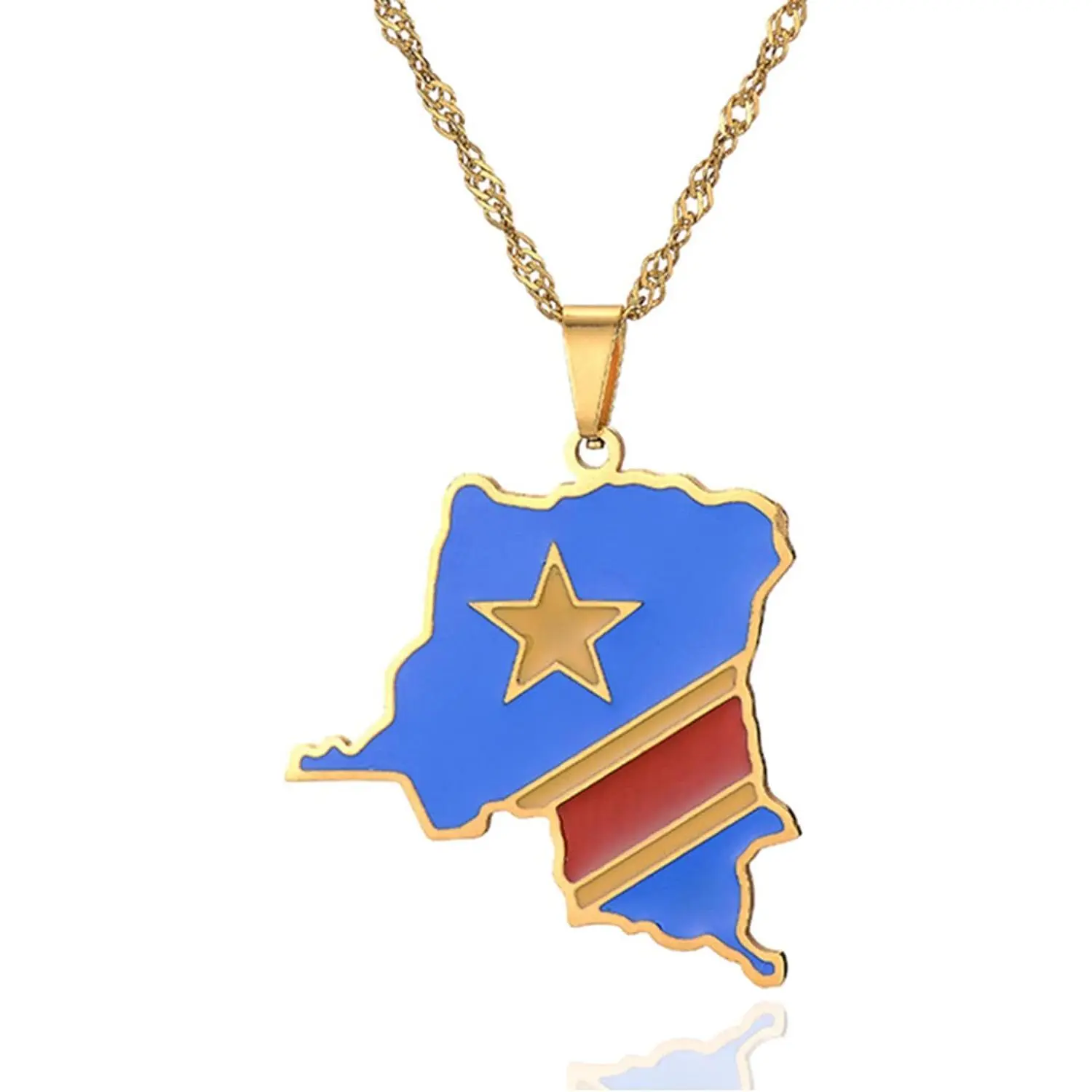 Fashion Jewelry Necklace Stainless Steel Congo Map Necklace