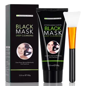 Blackhead Remover Mask, Bamboo Charcoal Peel Off Face Mask, Purifying Peel Off Facial Mask for Deep Cleansing Blackheads and Pores,with Brush mascarilla de bambu clean