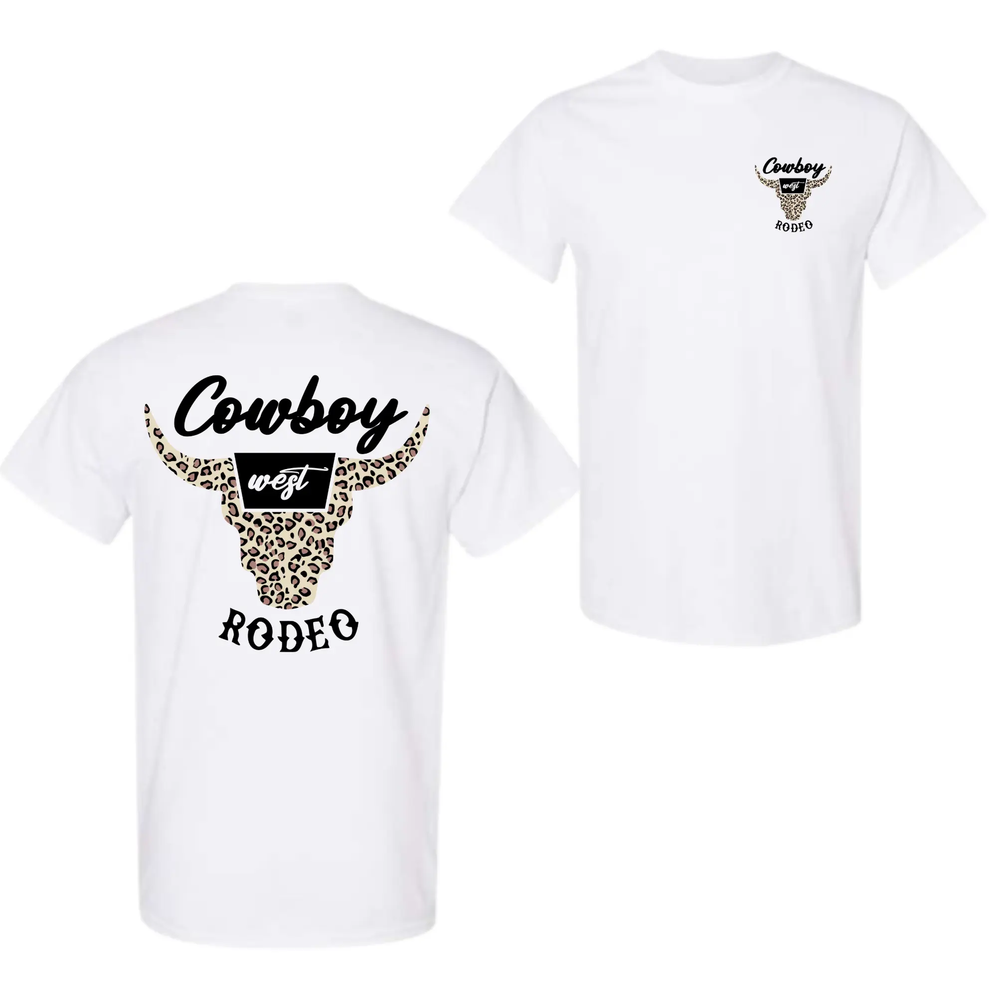 Cowboy Rodeo T-Shirt, Western Bull Skull with Leopard Graphic Tee for Men Women, Trendy Country Style Streetwear, Rodeo Fan Casual Outfit, Vintage Western Apparel, Men’s T-Shirts, Cowboy T Shirts for Men, Good Graphic Tees