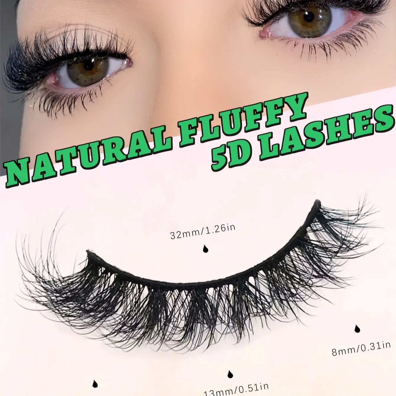Mkhlina 5D Fluffy Faux Mink Luxury Fake Eyelashes, Natural Daily Wear, Volumized False Eyelashes, Reusable False Lashes, Suitable for Winter and Summer Makeup, Cosmetic False Lashes, Volume Eyelashes