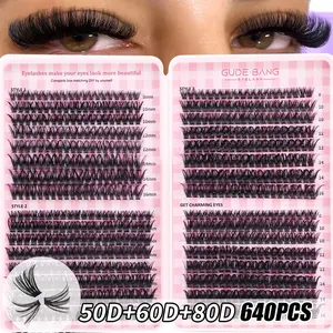 Natural D Curl False Eyelashes Extension, Thin Long Lash Extensions, Single Individual Fake Lashes, Dense Mixed Length, Non-Toxic