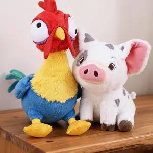 Kawaii Moana Pig Rooster Plush Toy Anime Pig Princess Chicken Stuffed Animals Accompany Sleep Toy Home Decor Kids Birthday Gifts