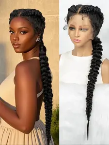 High Quality 360hd Full Lace Braided Wig, Handmade Headband Wig, Long and Stylish Braids for a Natural Look, Breathable and Comfortable
