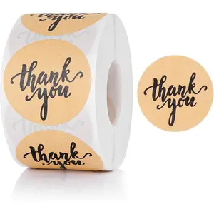 500Pcs 1.5 Inch Self-Adhesive Thank You Stickers for Packaging, Suitable for Small Business, Gifts, Weddings, Parties, Boutiques Labeling