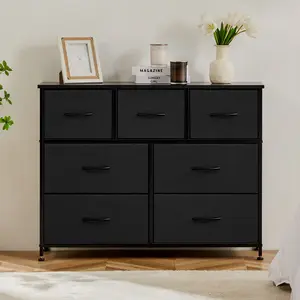 storage cabinets 7-Drawer Dresser with Wooden Top, Steel Frame, 8-Drawer, 9-Drawer, 5-Drawer, Versatile for Bedrooms, Hallways, Living Rooms & Closets