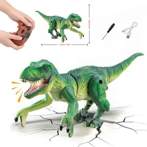 Realistic Remote Control Dinosaur Toy, Easy-to-Assemble Small RC Dino with Roaring Sounds & LED Lights, Cute Robot Dinosaur Gift for Boys & Girls Ages 3–5, 5–7, 8–12 dinosaur car t-rex rcdino
