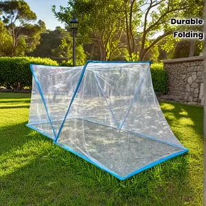 Garden covering net, PET plant protection tent, aperture size of 0.5mm/0.02in, with fiber poles, folded and bent shape, easy to install and store, used for indoor and outdoor plants