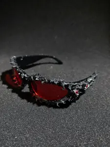 Unisex Geometric Design Sunglasses, Sporty Style PC Frame, Outdoor & Streetwear Eyewear, Unique Random Effect Fashion Glasses, Irregular Shaped Sunglasses