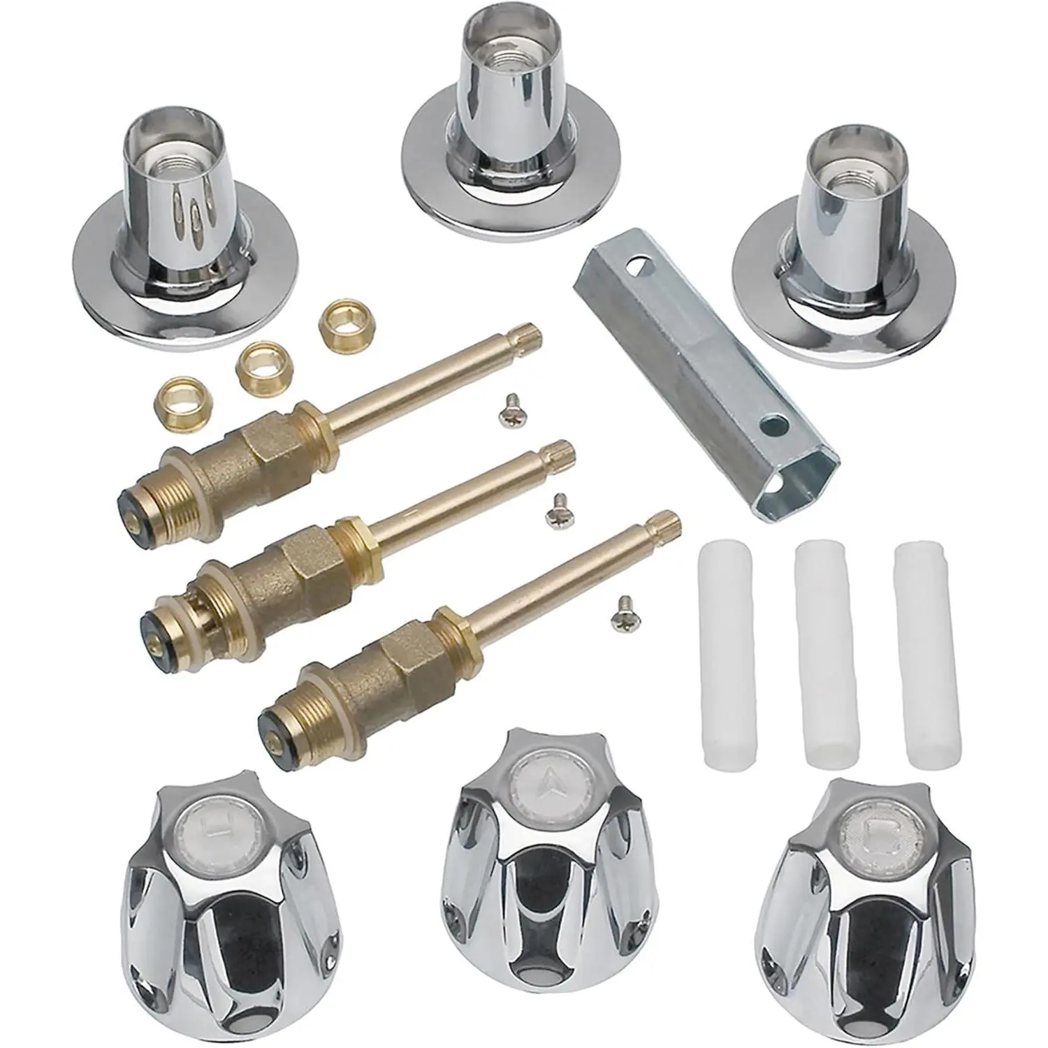 (39619) Bathtub and Shower 3-Handle Remodel/Rebuild Trim Kit for Price Pfister Verve Faucets, Includes 12H-2H, 12H-2C, 12H-18D Stems, Knob Handles in Chrome, Pack of 1