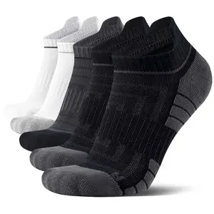 EnnWen Menswear Men's Casual Ankle Socks (6 Pairs, 2 Blacks) - Moisture-Wicking, Breathable, Lightweight Fabric, Arch Support, Geometric Prints, Comfortable for Home, Office, Sizes 9-12