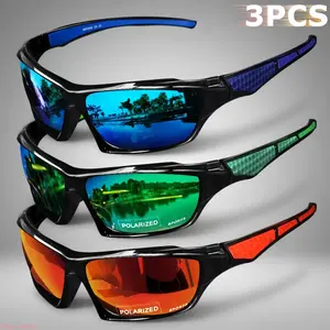2026 New 3 Pack Colorful Mirror Sports Sunglasses For Men Night Vision Driving Cycling Outdoor US Design outdoorfun