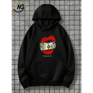 2025 Cartong Best Money Lips Hoodie for MenWomen Comfortable Fashion Streetwear Style - Unisex, hooded sweatshirt, front pocket design, casual pullover shirt Trendy Tops Sweatshirts Fall Womens Mens Halloween Birthday Christmas Gifts