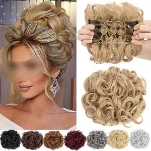Short Messy Curly Bun Extension Easy Stretch Hair Comb Clip Horse Tail Extension