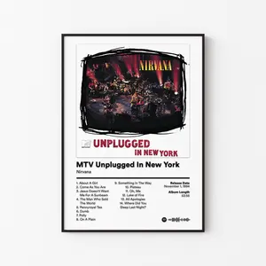 [ RAP ALBUM POSTER – UNFRAMED ] Nirvana Album Poster, Nevermind In Utero Tracklist Art, Grunge Rock Wall Decor, 90s Music Room