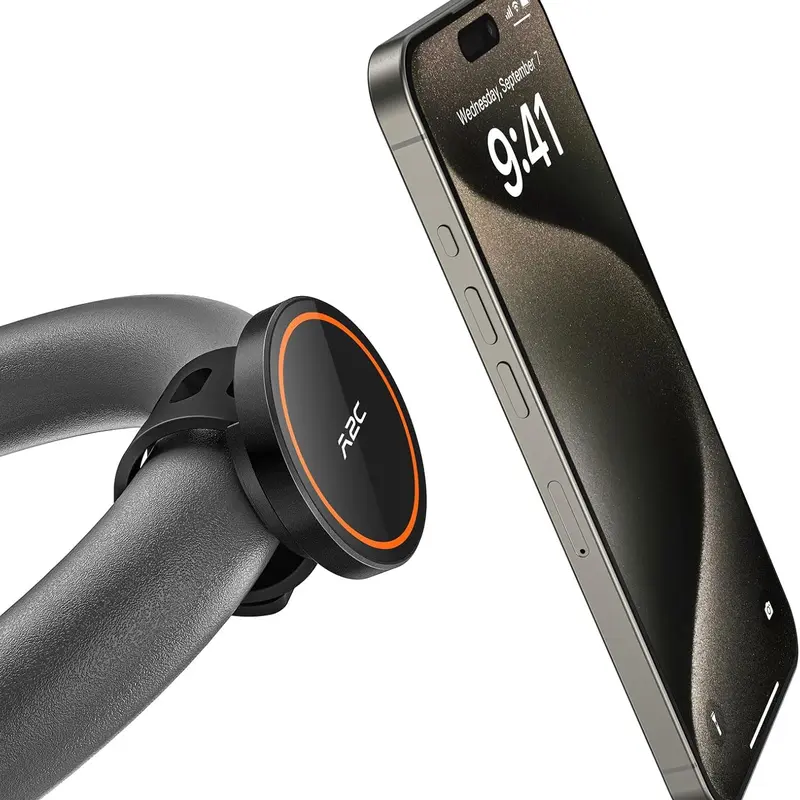 A2C Silicone Magnetic Phone Mount - MagSafe Compatible with MagSafe, 17x Strong Hold, 0.5-1.5in Universal Handlebar Wrap, Anti-Slip, Durable Accessory for iPhone 12+, GPS, Treadmills