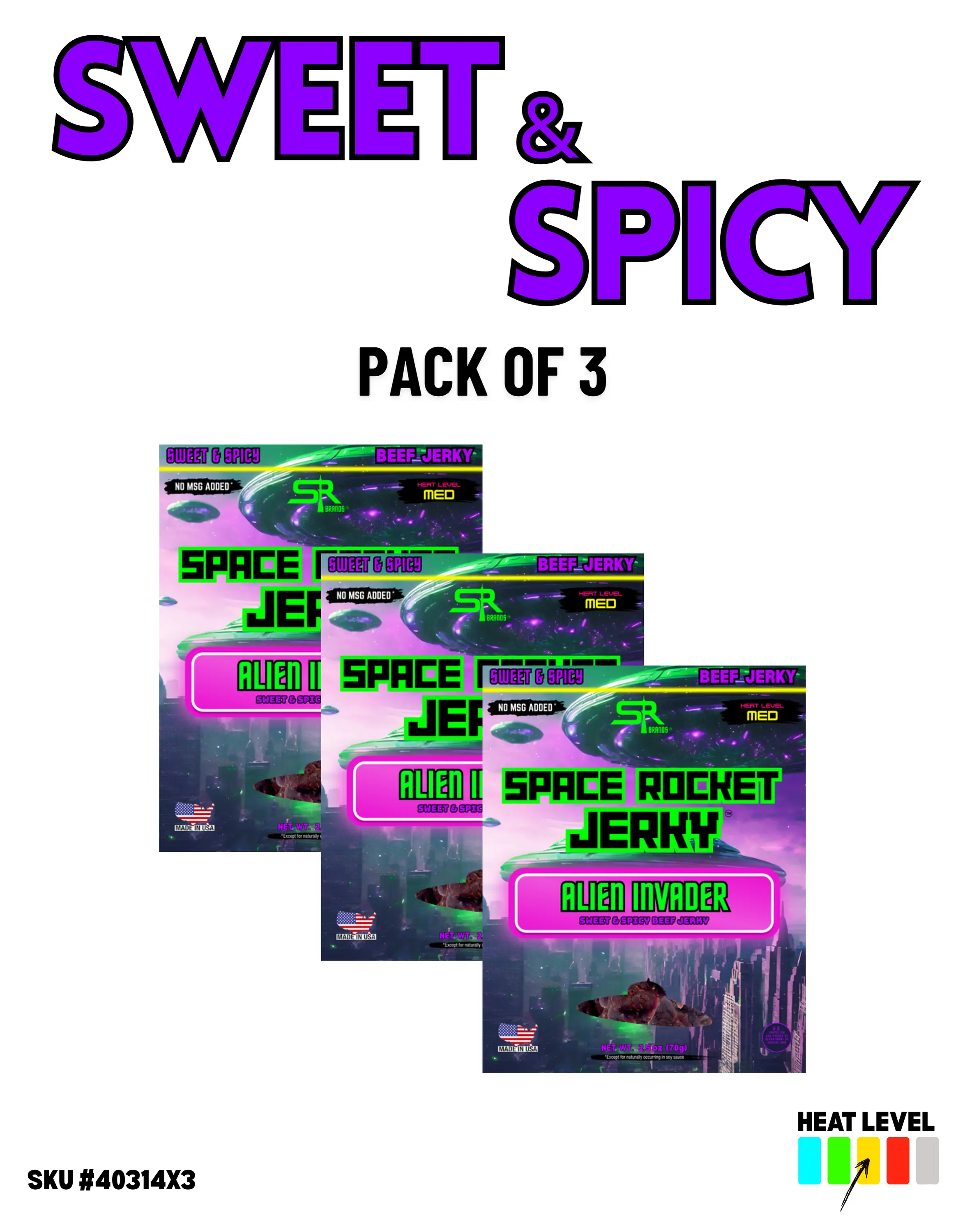Sweet & Spicy 2.5oz 3-Pack, Beef [Alien Invader]