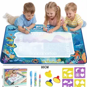Water Doodle Mat - Kids' Painting, Writing, and Doodling Drawing Mat Toy with Magic Pens, 80*60cm | Educational Toy for Boys and Girls Ages 3-7, Toddler Gift