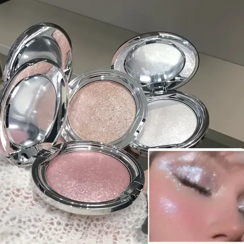 3PCS Highlighter Balm Set - Single-Color, Sparkling Diamond Shine, Radiant Shimmer, Smooth Cream-to-Powder Formula, Long-Lasting Brightening Contour Makeup, Flawless Cosmetic for All Skin Tones, Face & Body Use