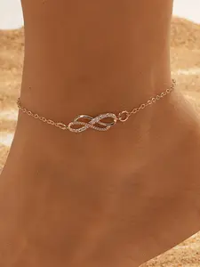 Infinite Symbol Anklet, Fashionable Beach Foot Jewelry for Women, Vintage Infinity 8 Charms Anklet, Perfect for Daily Wear and Beach Activities