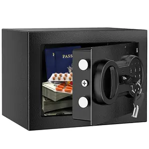 Cash and Jewelry Security Cabinet Safe Lock Box with Keys, Keypad - 6.69 x 9.06 x 6.69 Inches lockbox