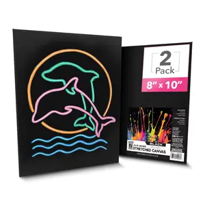ArtSkills 8x10 Black Stretched Canvas for Painting - 2 Pack