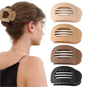 4 PCS Flat Hair Clips Non-slip Strong Grip Hair Claw Clips for Women Girls Thick Hair Color 4 Elegant Design Portable Use High-quality Plastic & Metal Springs