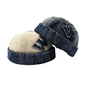 Faringoto Unisex Fitted Cotton Casual Corduroy Brimless Adjustable Snapback Retro Beanie Docker Hat, 56-58cm, Ideal for Streetwear