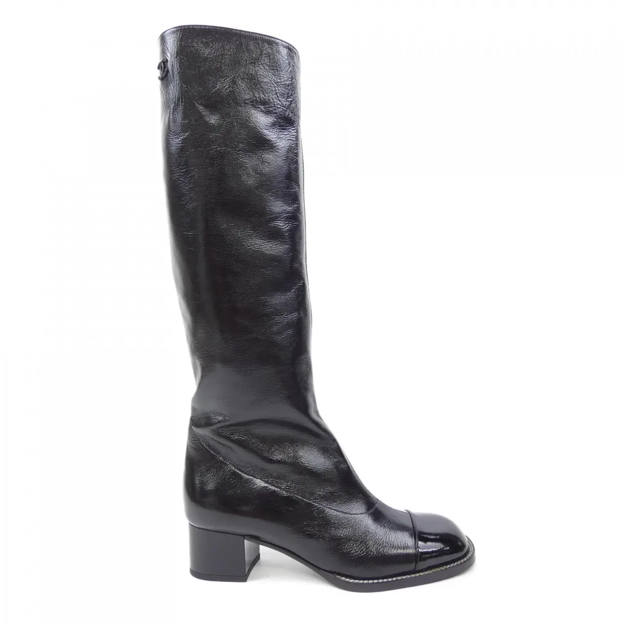 Pre-owned CHANEL Calfskin Small Leather Goods G45873B17828 Shiny Patent Long Boots