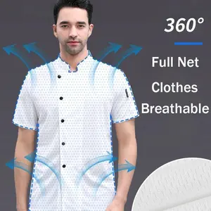 Plus Size Chef's Suit for Men And Women Breathable Net 360° Summer Kitchen Work Shirt Cook Jacket Restaurant Cooking Uniform