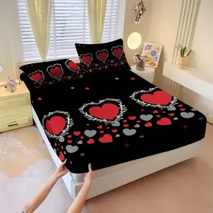 Floral pattern bed sheet set of 3 pieces, including 1 bed cover and 2 pillowcases, all season mattress protection cover, bed sheet, soft and comfortable deep mouth design, breathable bedding, bedroom and guest room decoration, removable