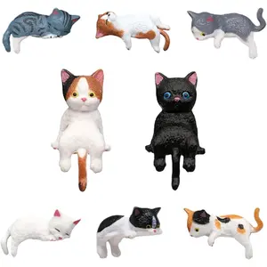 8 Pcs Cat Car Dashboard Decorations, Mini Cat Figurines Dashboard Decor Rearview Mirror Ornament, Cute Computer Monitor Office Desk Decorations